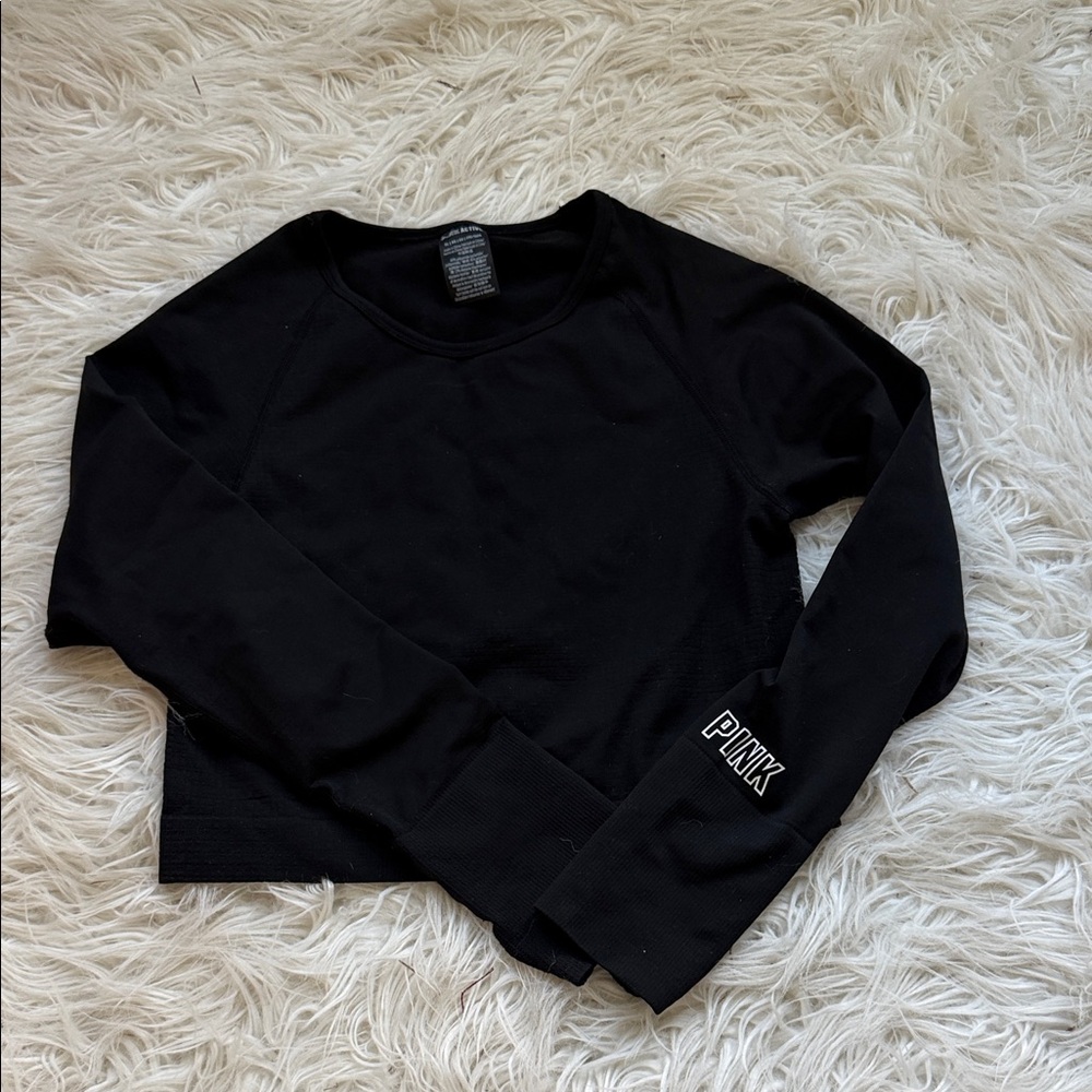 Victoria's Secret PINK Black Long Sleeve Crop Top